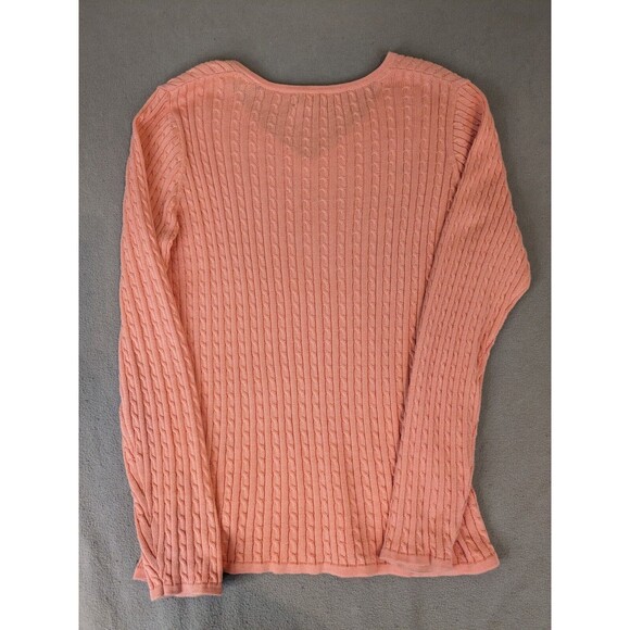 Peru Unlimited Pima Cotton Knit Sweater VNeck Coral Casual Size Small - Picture 6 of 8